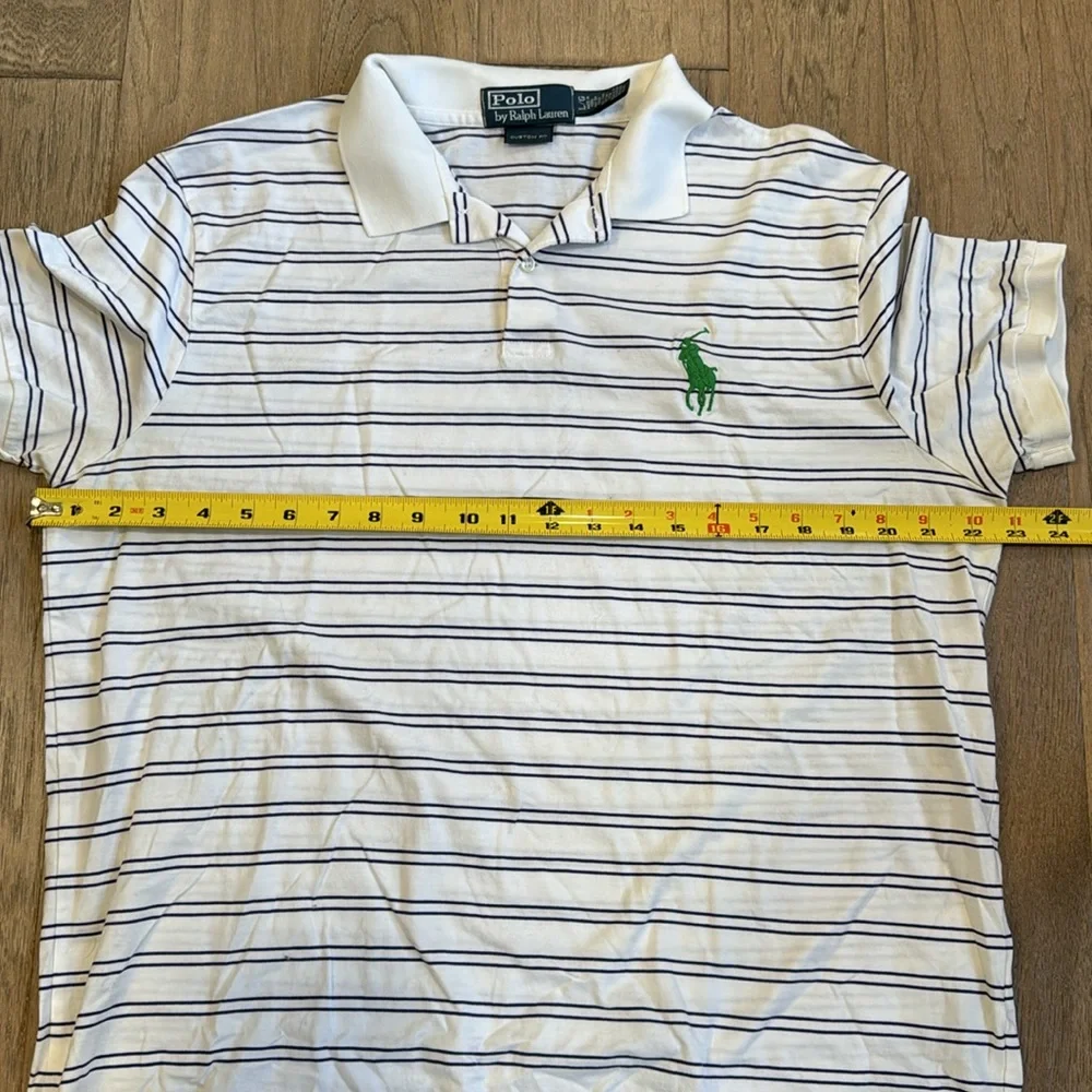 EUC Ralph Lauren Polo Shirt Large White Green Big Pony Outdoors 3 RLPC Rugby - Picture 5 of 9